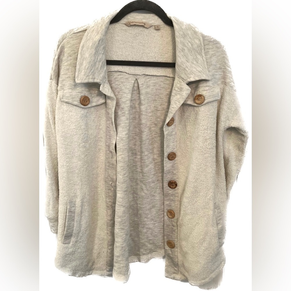 SOFT SURROUNDINGS Button Down Terry Shirt Jacket Shacket, Size M